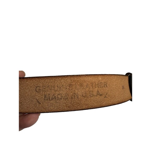 Men's Genuine 100% Leather Belt 1.5'' wide Brown Burnished Silver Buckle Size 44 - Picture 4 of 7